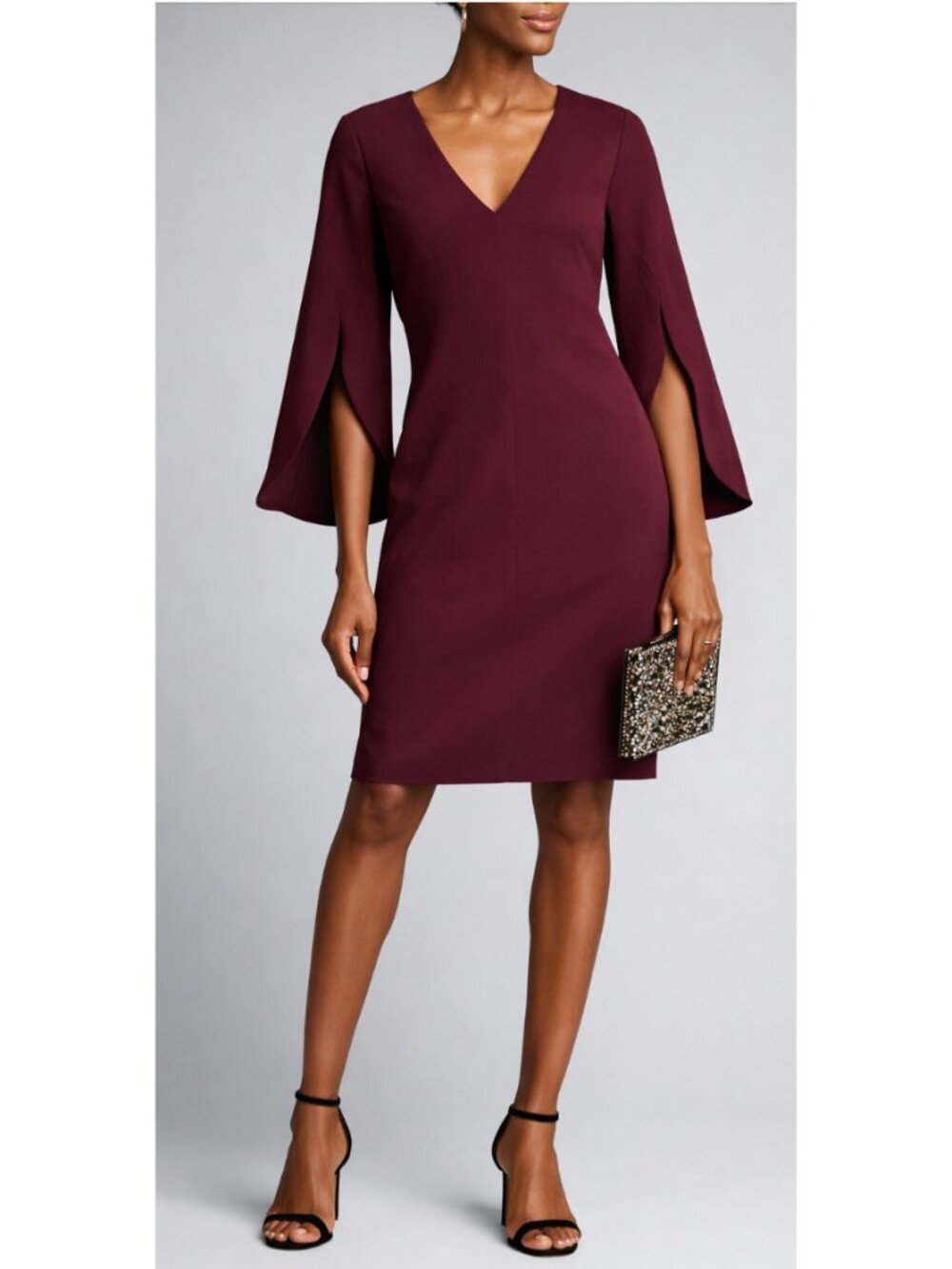 Milly New York Cady Jana V Neck Tulip Sleeve‎ Sheath Dress Womens 2